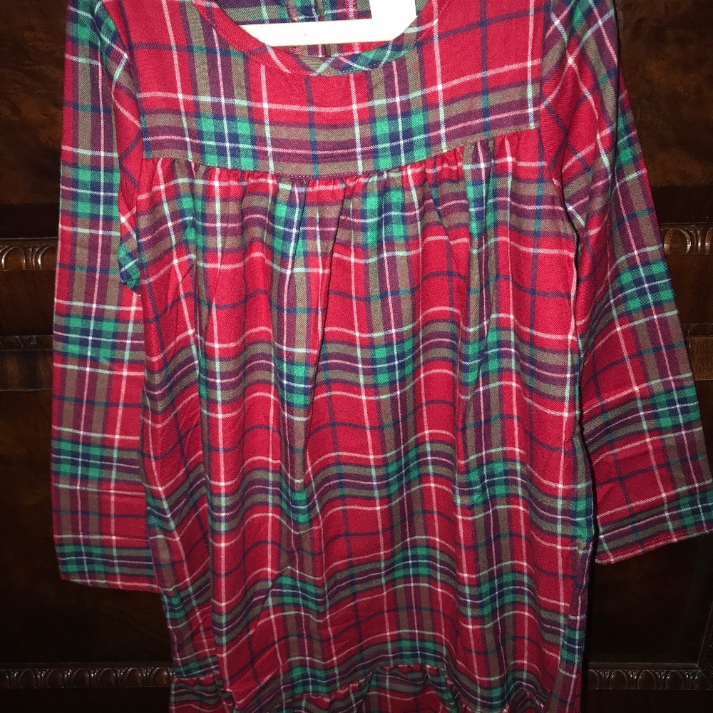 Gymboree Red Green Plaid Nightgown Christmas Girls Size 7-8